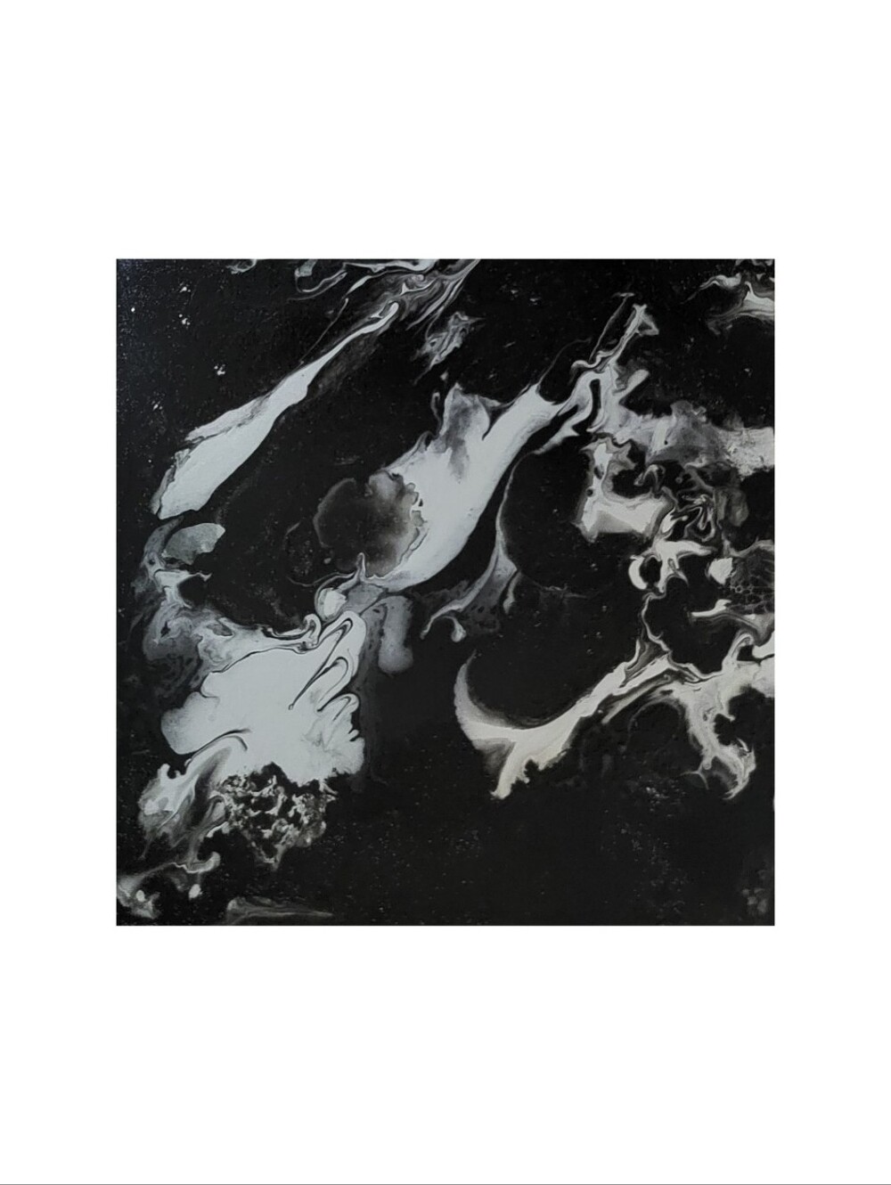 Hand Crafted Abstract Black & Gray 12x12 Inches Wall Art Canvas Painting - Picture 3 of 6